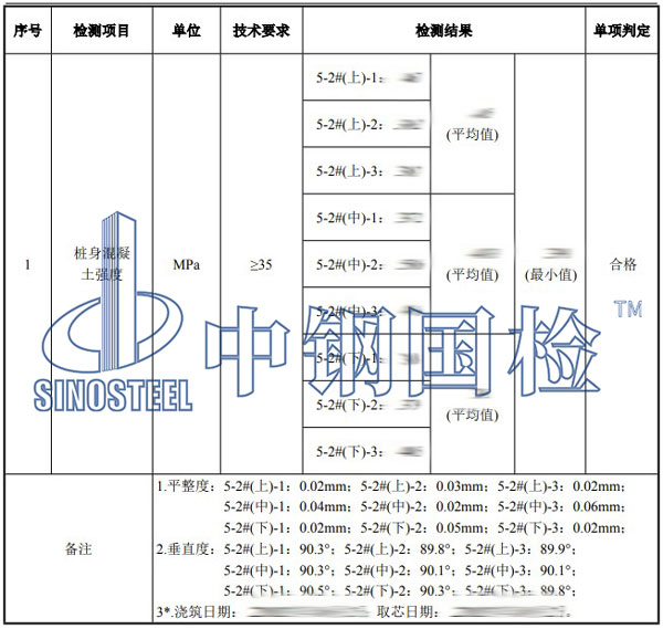 橋梁樁基檢測項目結果