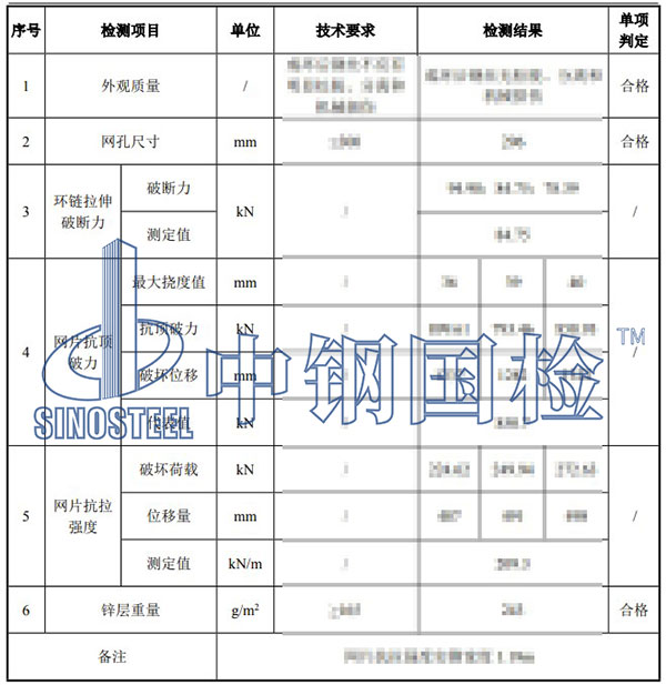 防護(hù)網(wǎng)檢測項目結(jié)果
